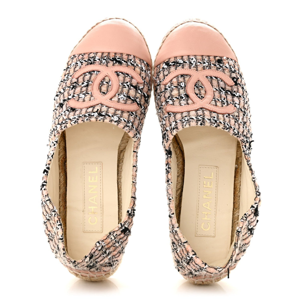 Tweed Lambskin CC Espadrilles 38 Pink