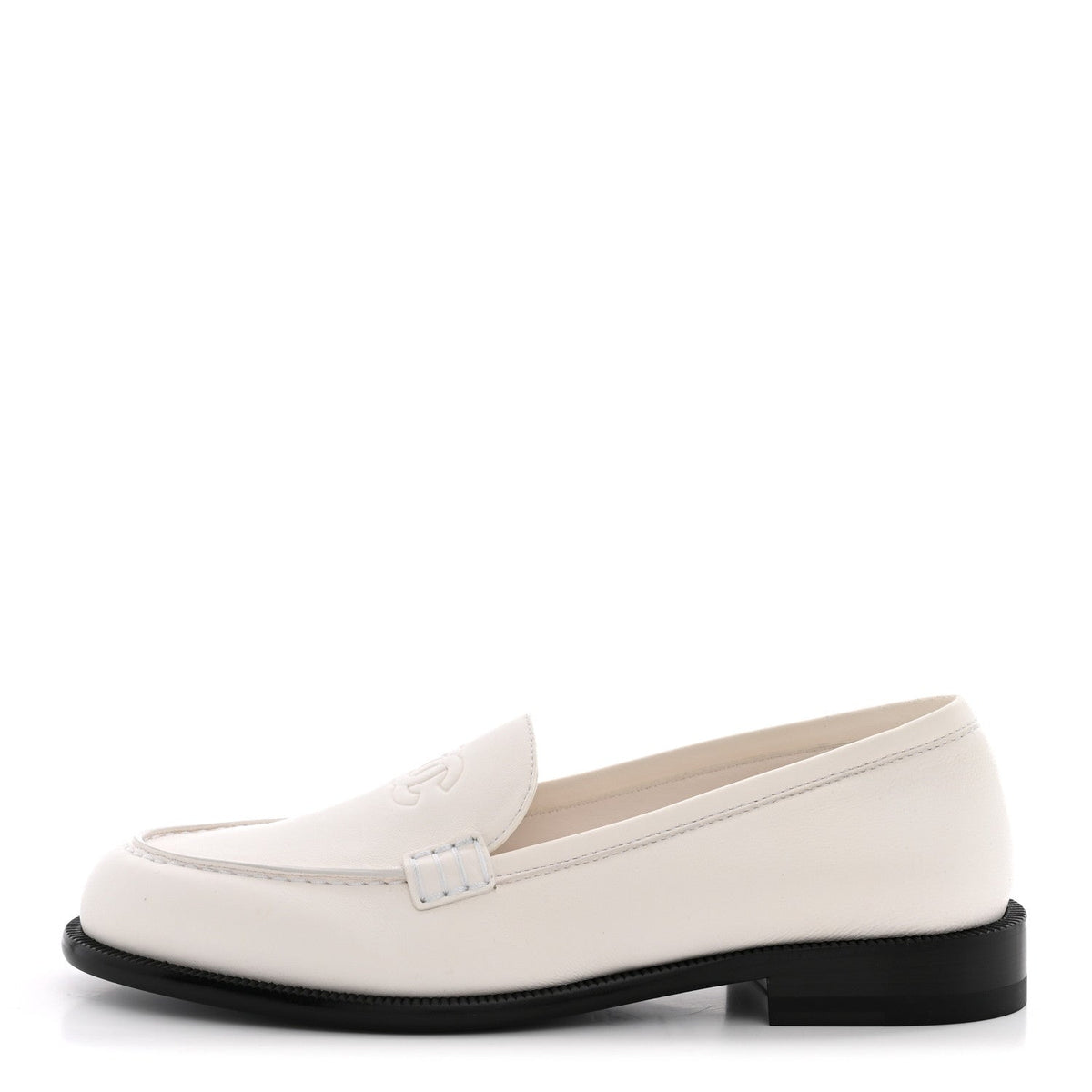 Lambskin CC Mocassin Loafers 38.5 White