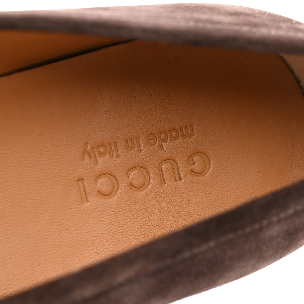 Luxury Suede GG Monogram Horsebit Mens Jordy Loafers 8 Night Cocoa