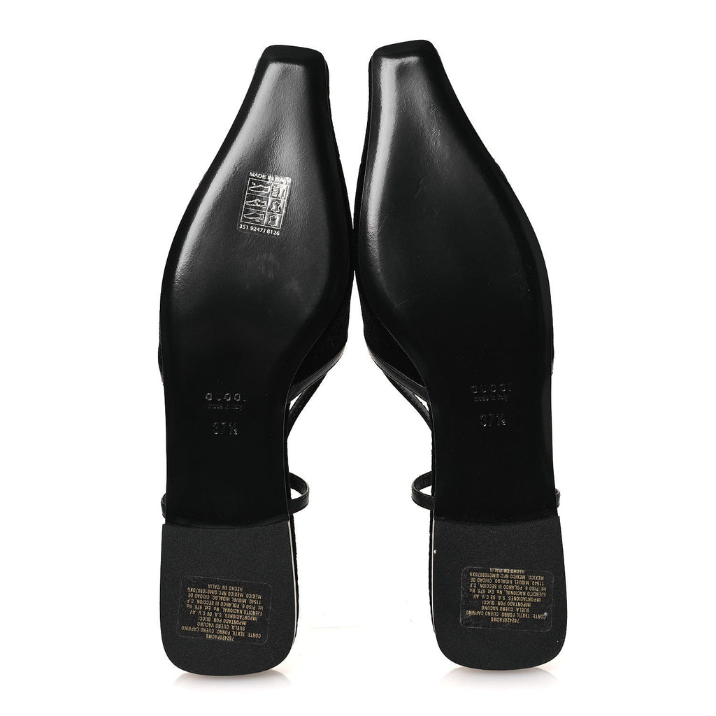 Velvet GG Monogram Slingback Ballet Flats 37.5 Black