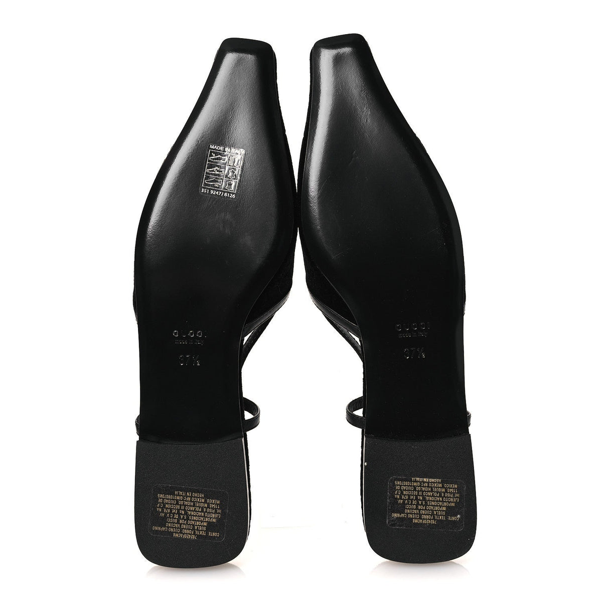 Velvet GG Monogram Slingback Ballet Flats 37.5 Black