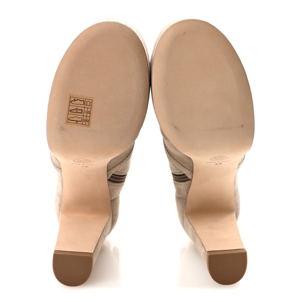 Suede Calfskin Platform Short Boots 40 Beige