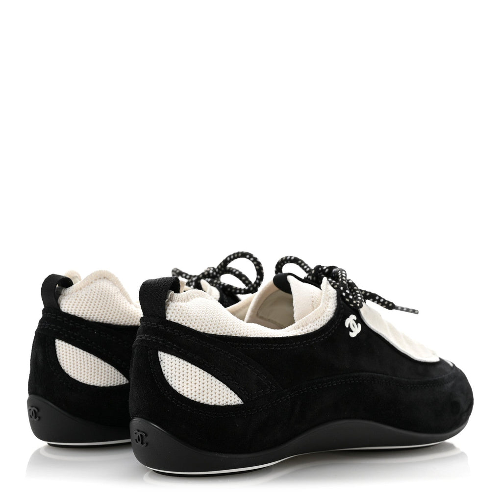 Velvet Calfskin Mixed Fibers Low Top CC Sneakers 37 Black