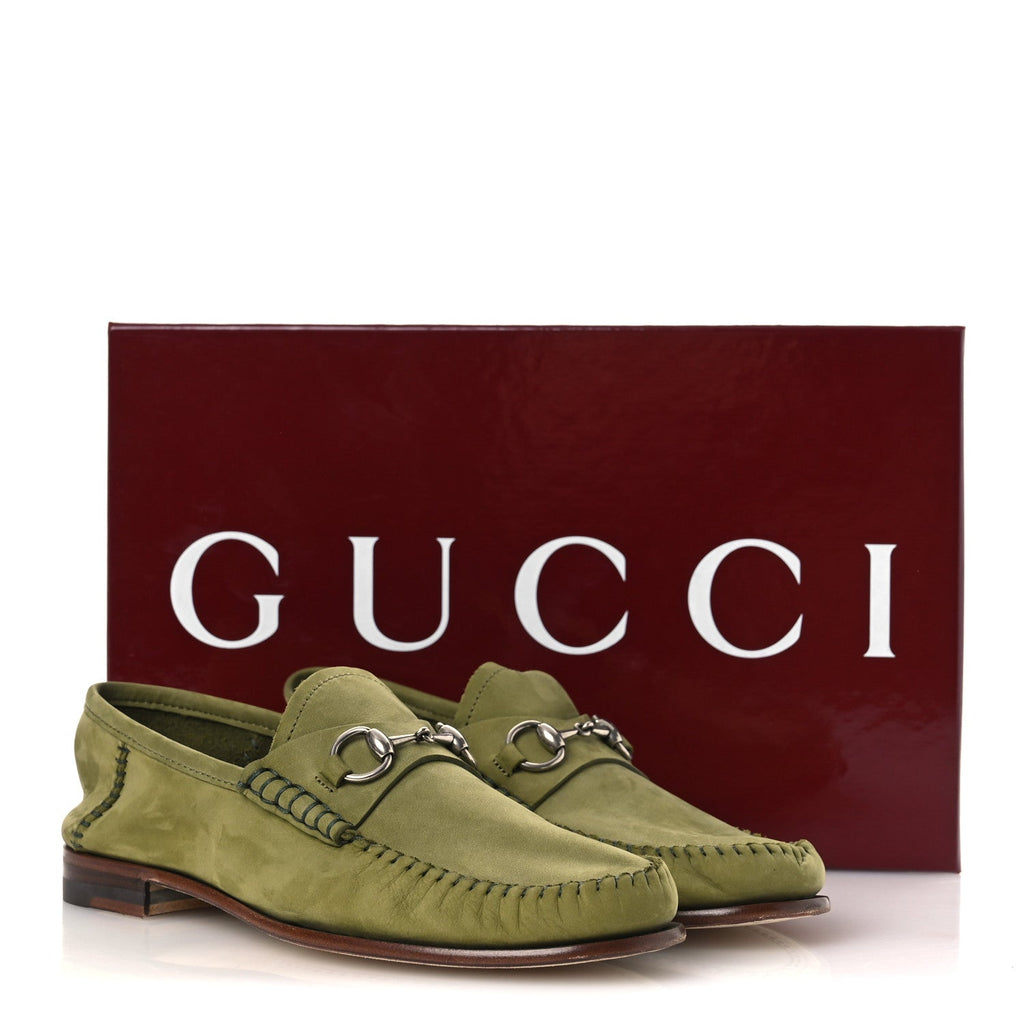 Nubuck Womens Horsebit Loafers 37 Herbs Light Green