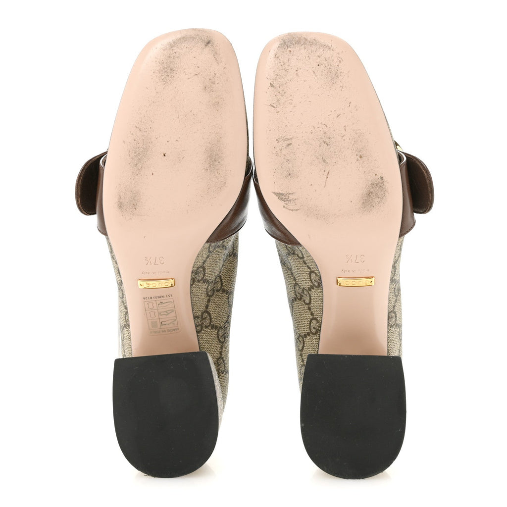 GG Supreme Monogram Malaga Kid Blondie Pumps 37.5 Beige Ebony New Acero