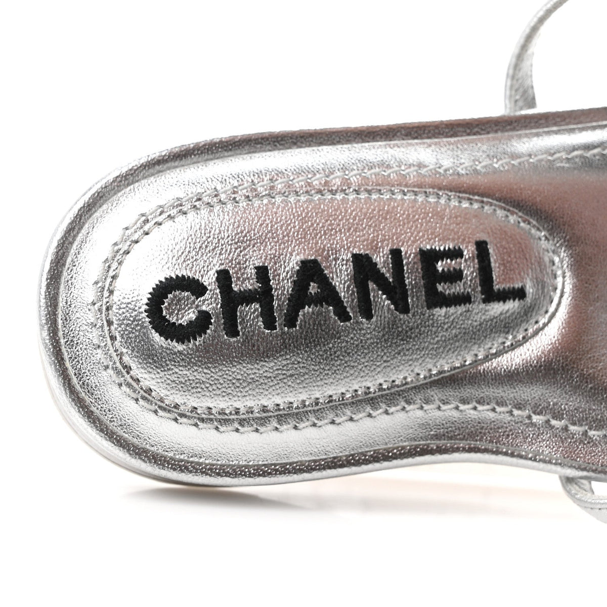 Laminated Lambskin CC Sandals 36.5 Silver