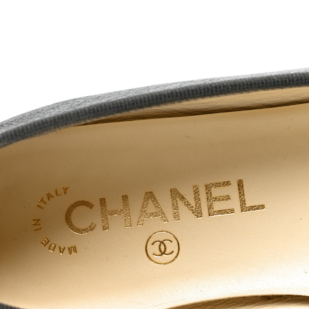 Metallic Calfskin Hologram Cap Toe Ballerina Flats 37.5 Dark Silver