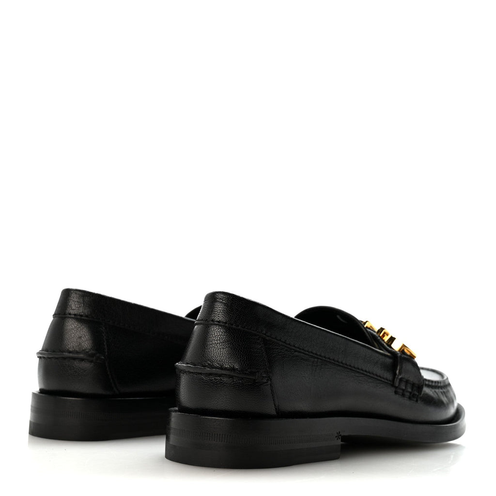 Goatskin Womens Logo 15mm Loafers 35 Black