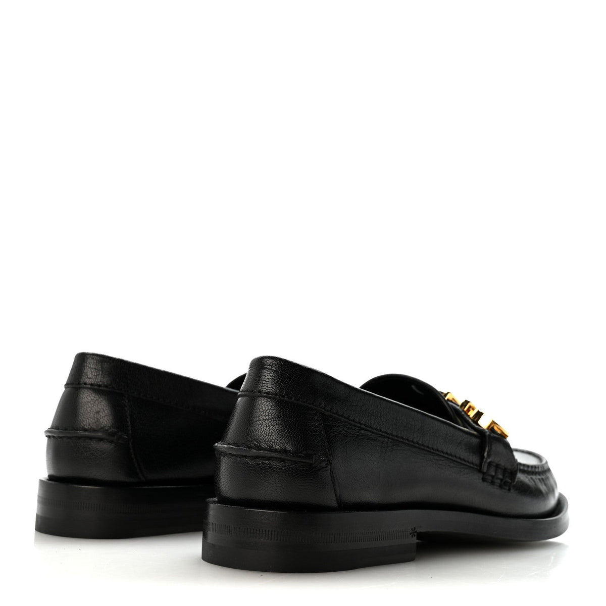 Goatskin Womens Logo 15mm Loafers 35 Black