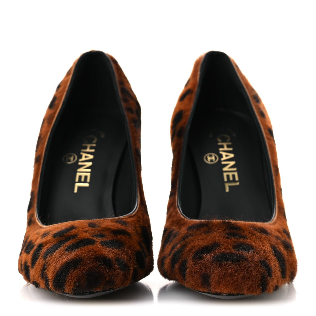 Pony Hair Lambskin Pumps 37 Brown Black