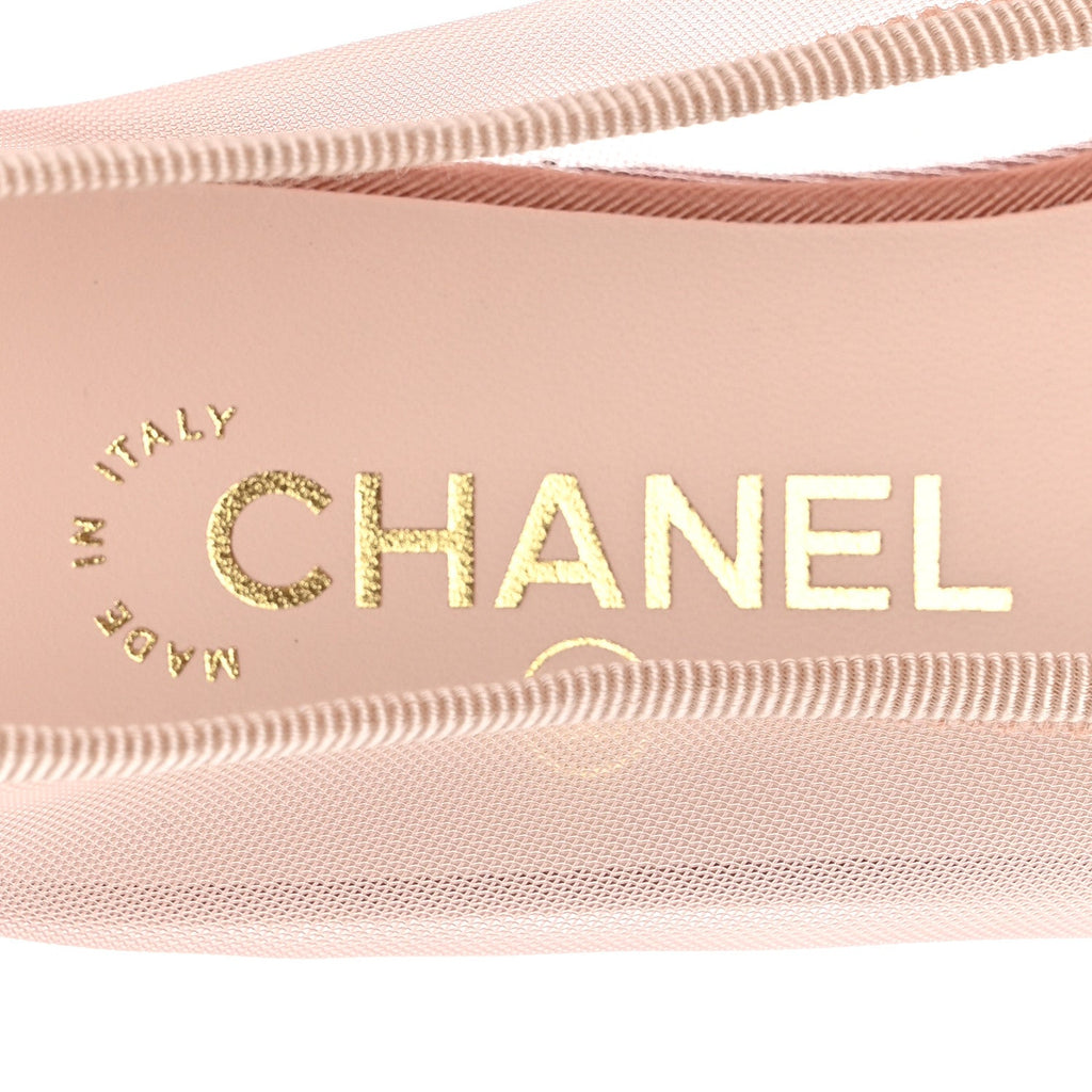 Mesh Grosgrain CC Cap Toe Ballerina Flats 37 Light Pink Dark Pink