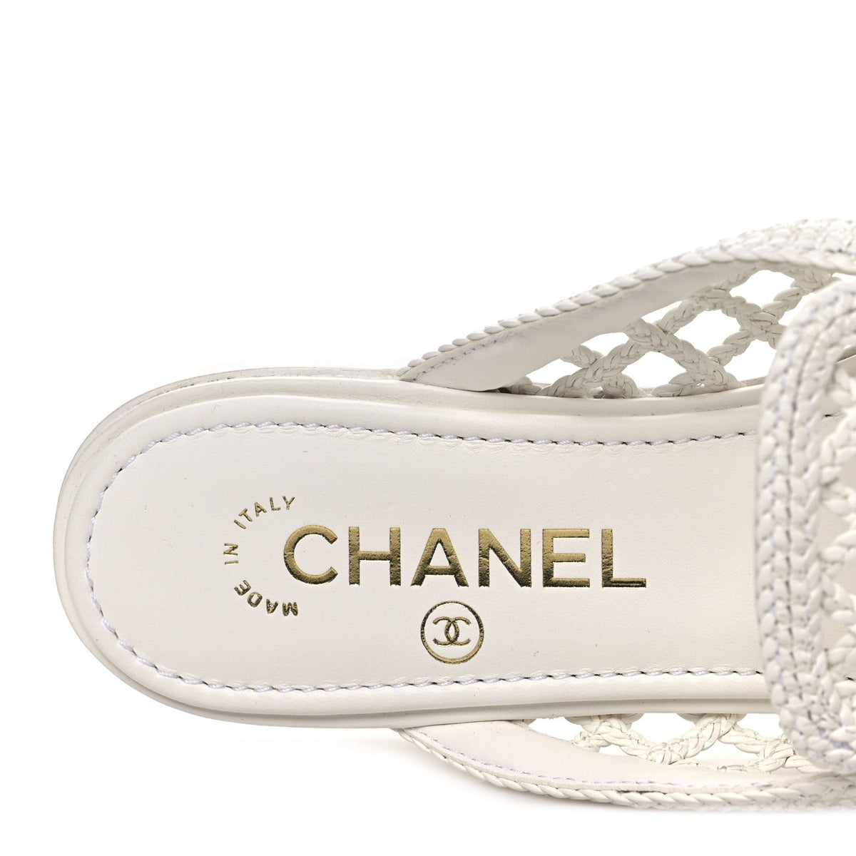Braided Lambskin Mule Sandals 37 White