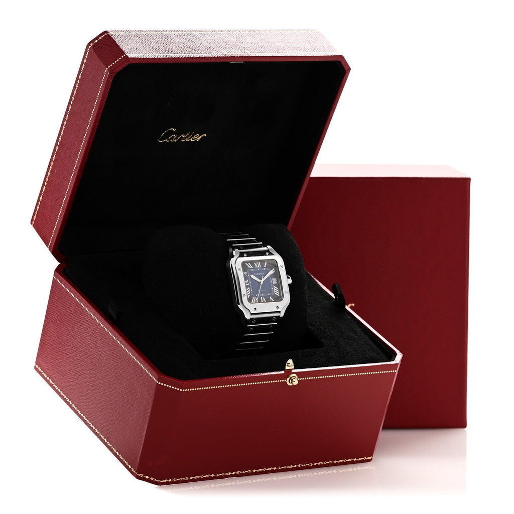 Stainless Steel 35mm Santos de Cartier Automatic Watch Blue