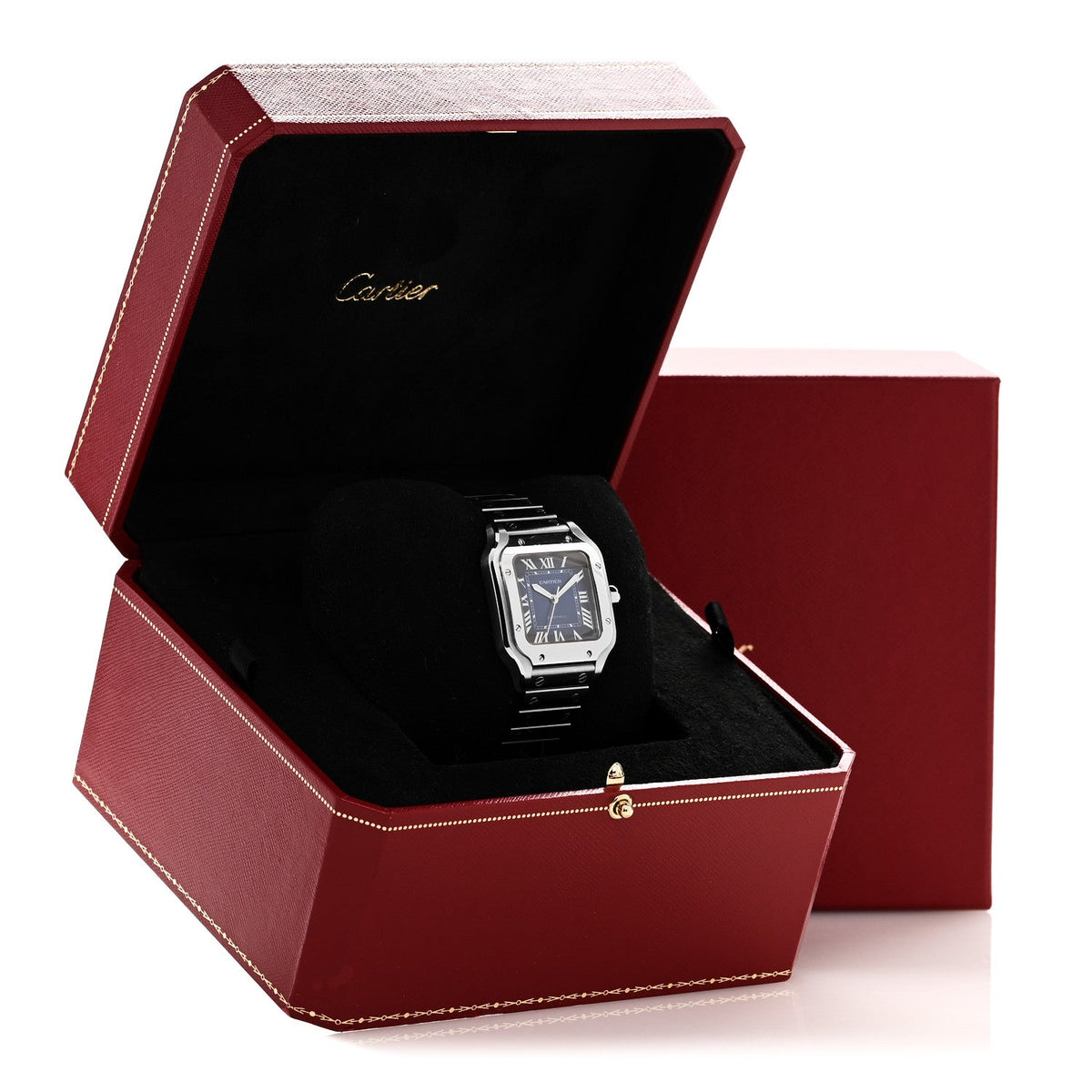 Stainless Steel 35mm Santos de Cartier Automatic Watch Blue
