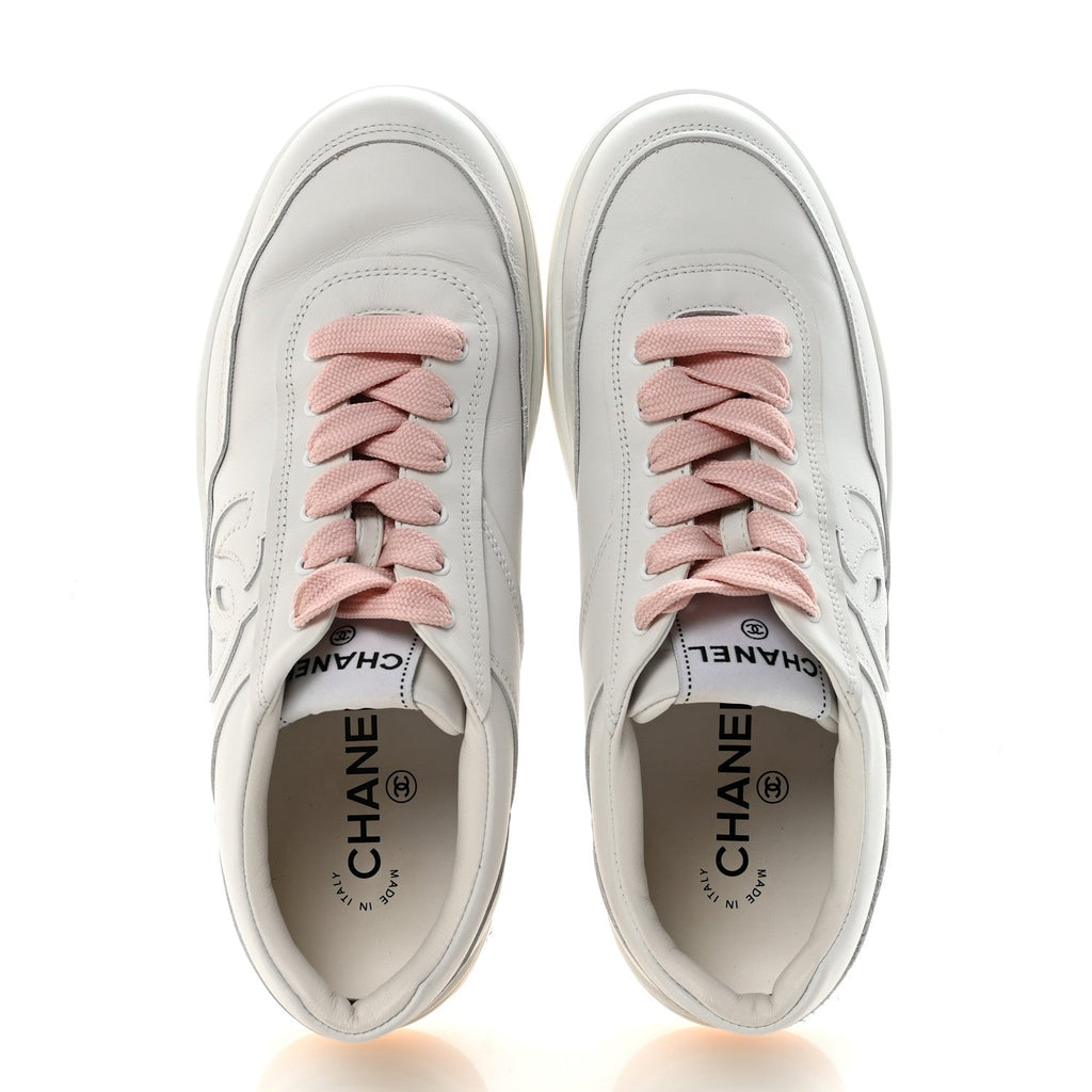 Calfskin Womens CC Sneakers 40 White Light Pink