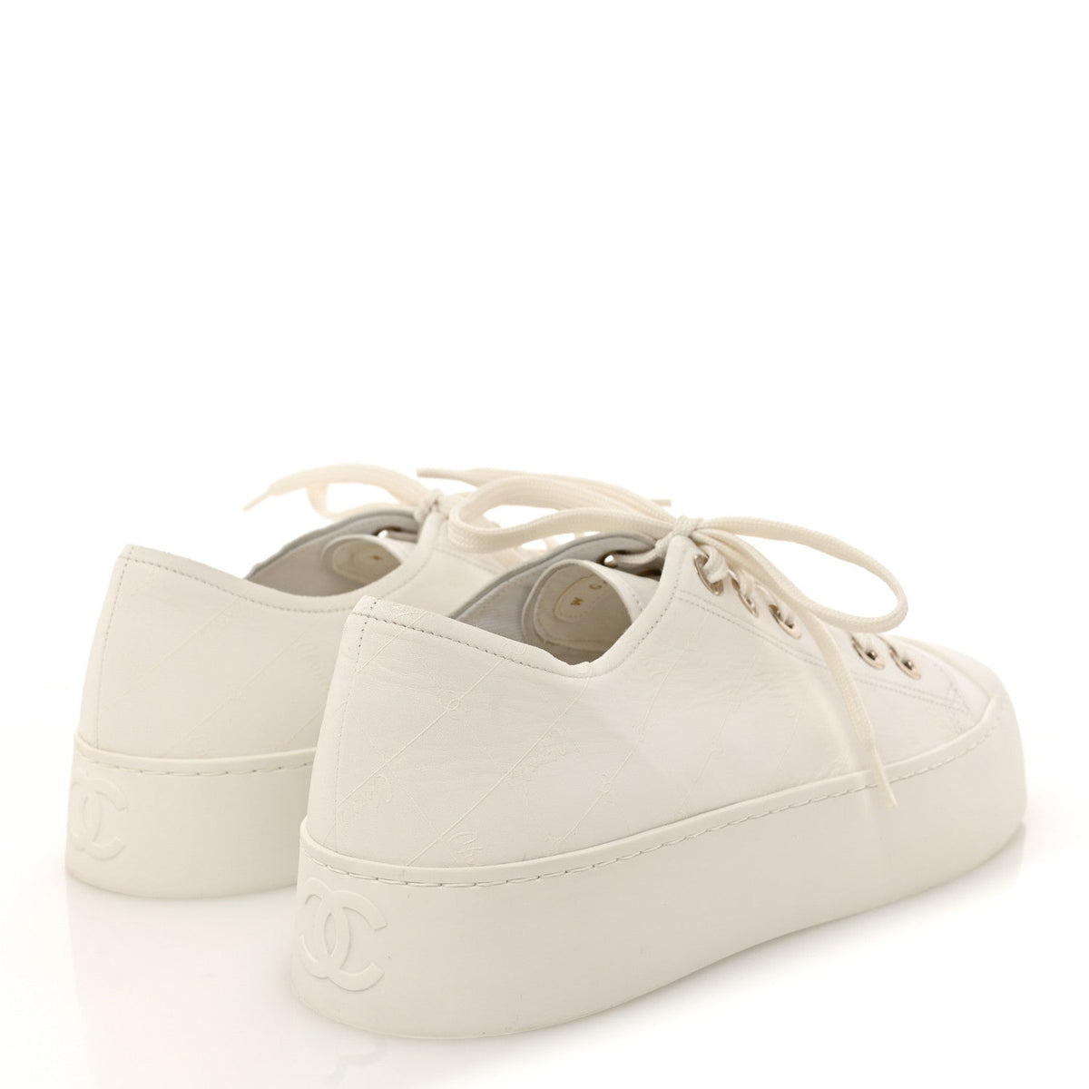 Lambskin Printed Logo Sneakers 40.5 White