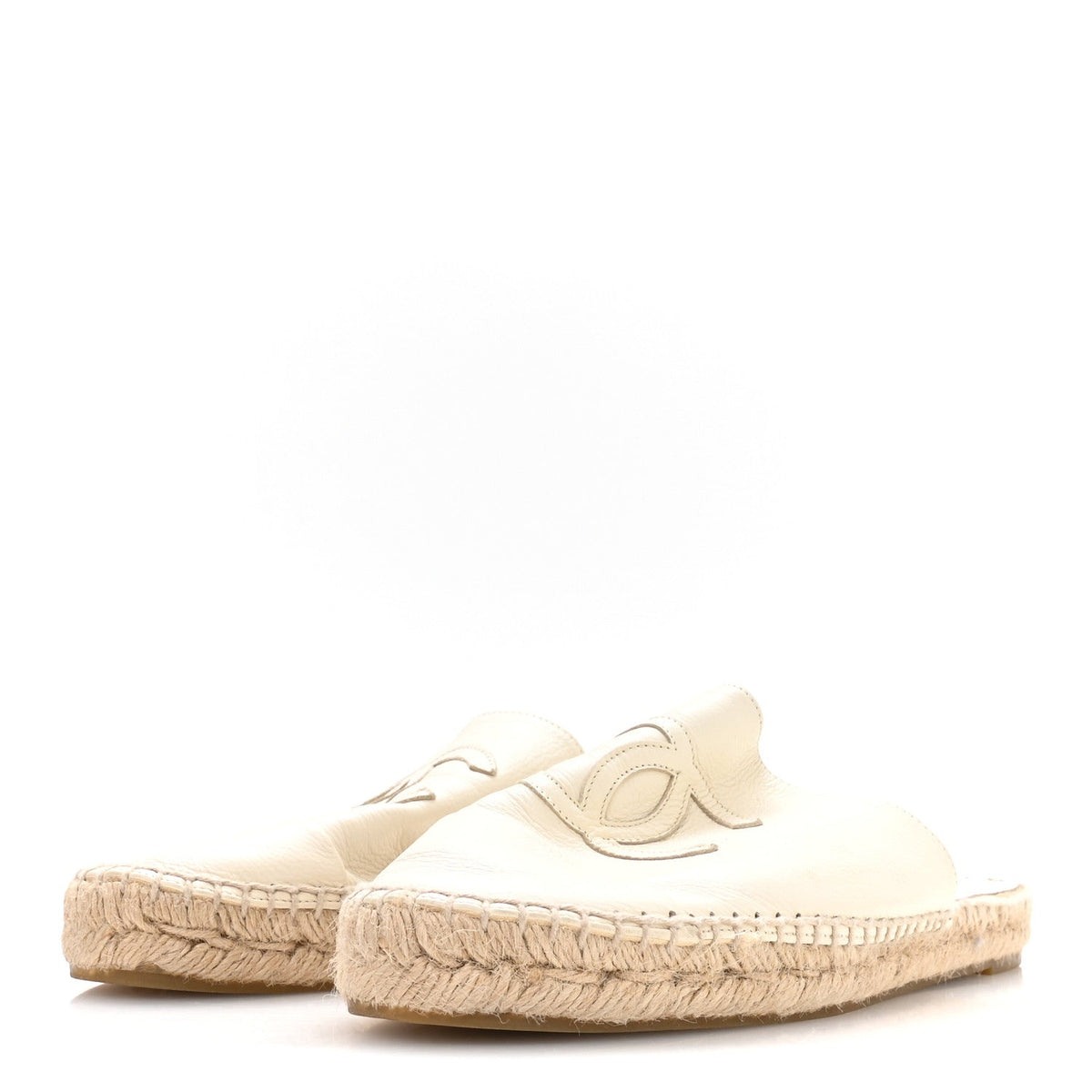 Calfskin CC Espadrille Mules 40 Ivory