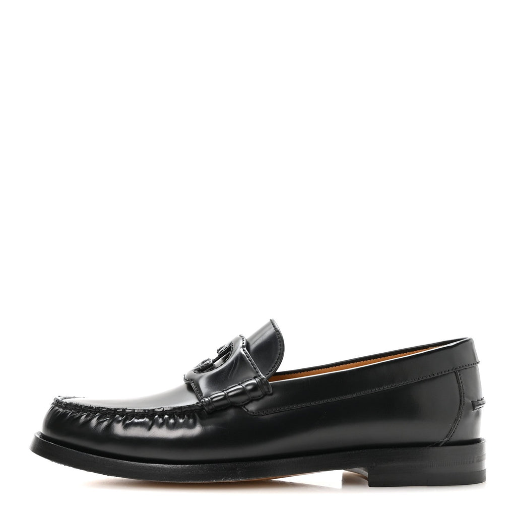 Calfskin Mens Interlocking G Millennial Ribot Loafers 8 Black