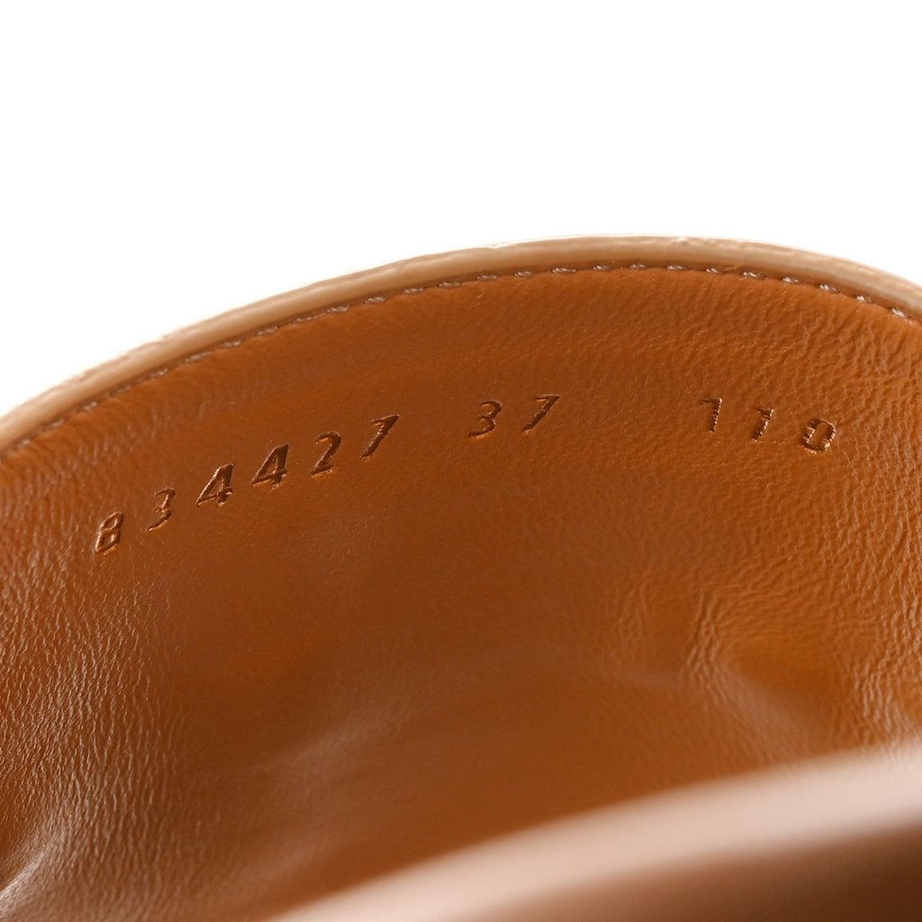 Calfskin Monogram Horsebit Womens Slide Sandals 37 Beige Ebony Sundial
