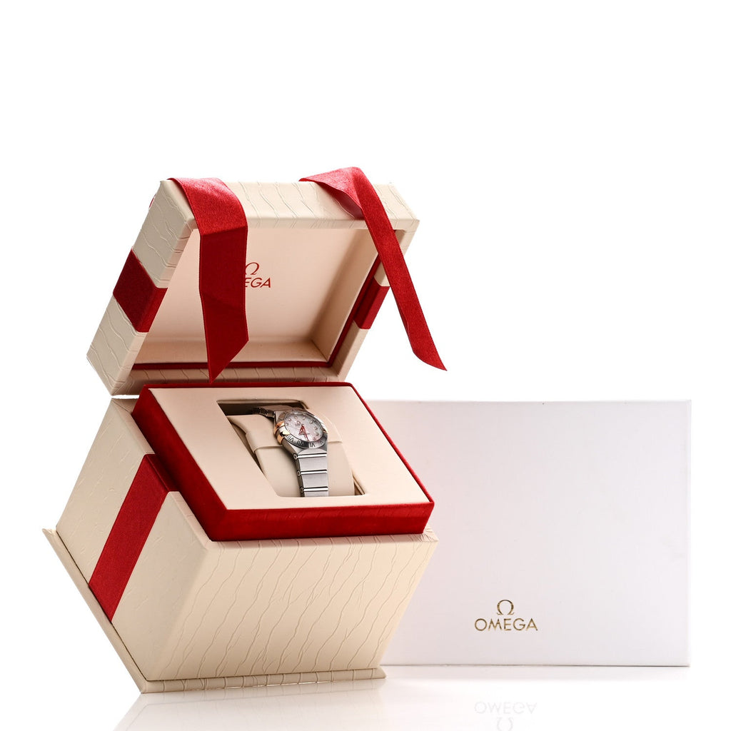 Stainless Steel 18K Red Gold Diamond Mother of Pearl 24mm Constellation Quartz Watch 123.20.24.60.55.005