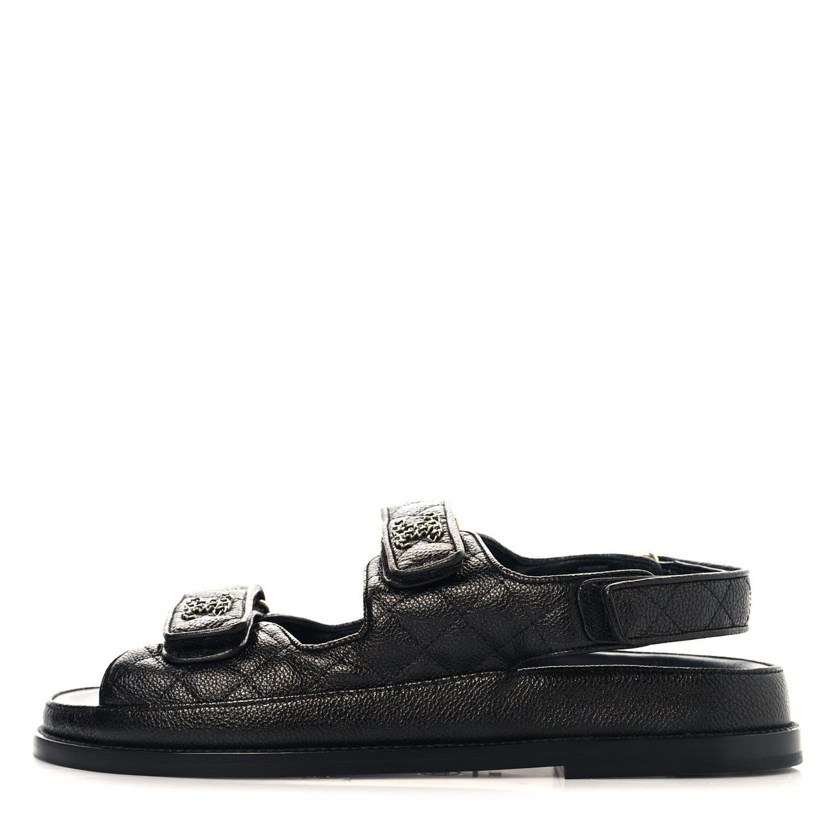 Grained Calfskin Velcro Dad Sandals 39.5 Black