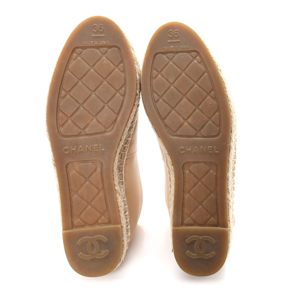 Lambskin CC Espadrilles 36 Beige Black