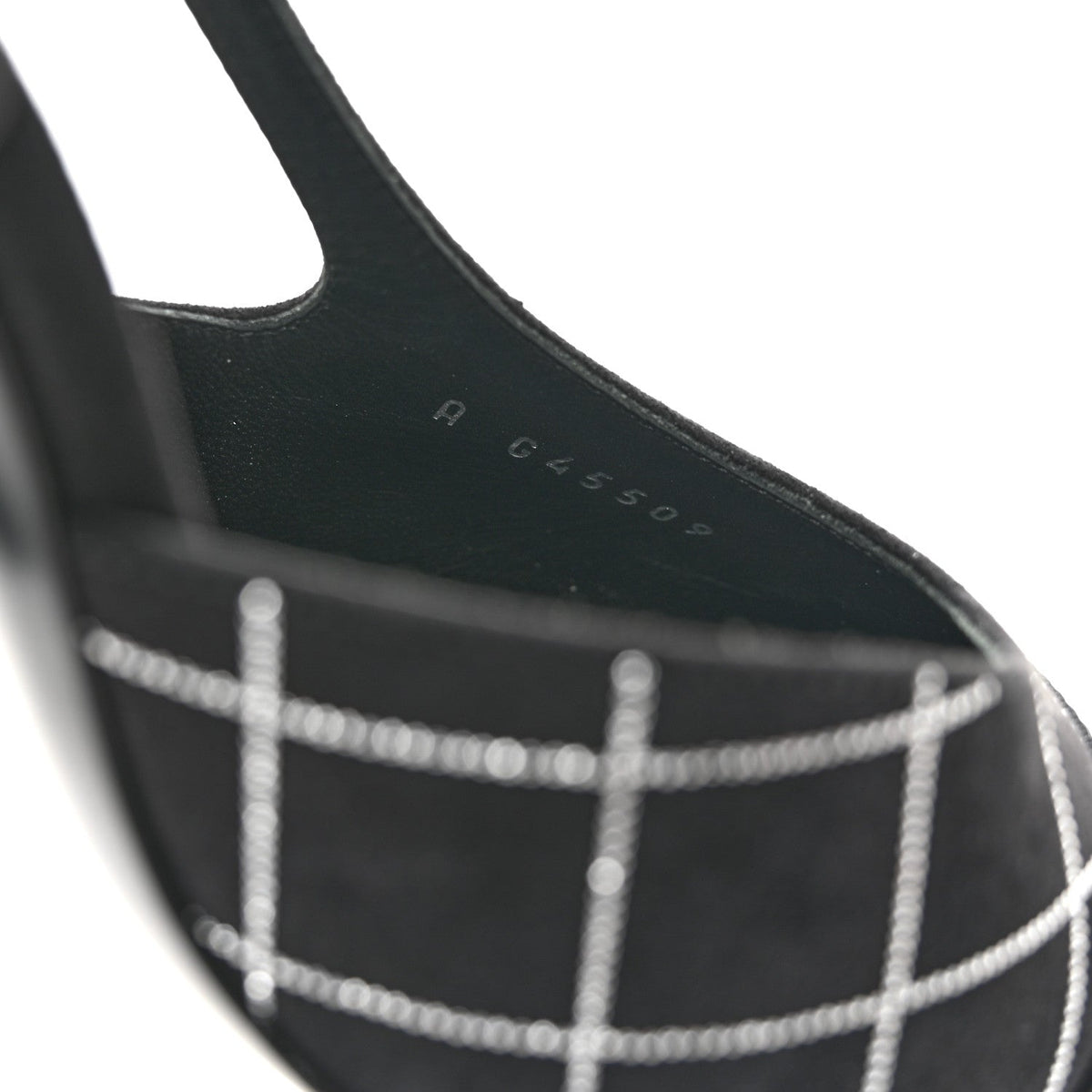 Suede Kidskin Cap Toe CC Slingback Pumps 37.5 Black Silver