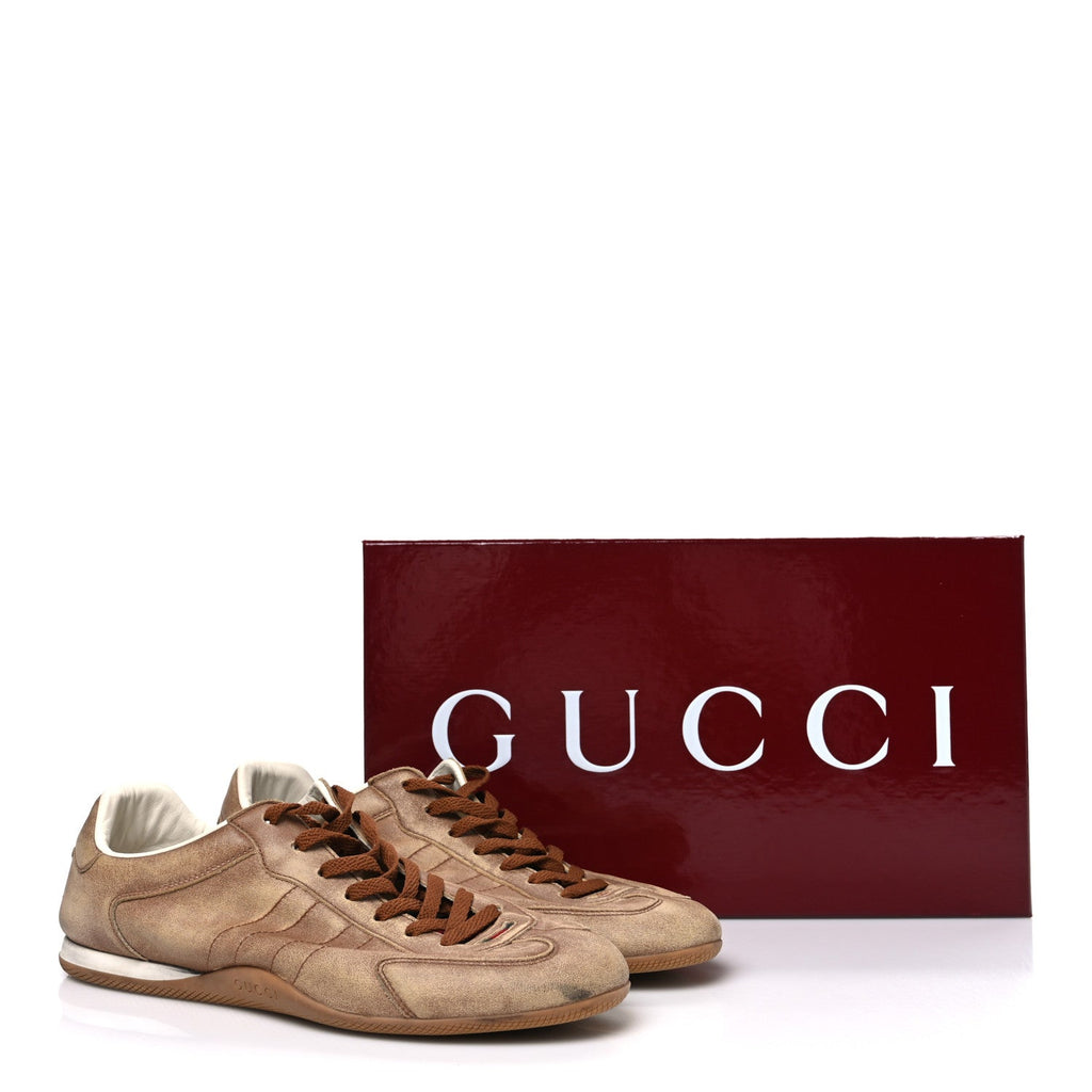 GG Monogram Suede Web Mens Shift Sneakers 9.5 Beige Brown