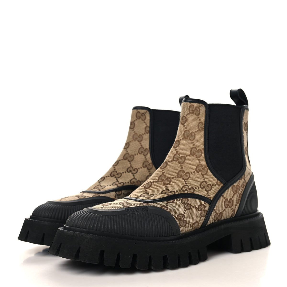 GG Supreme Monogram Ankle Booties 39 Beige Ebony Black