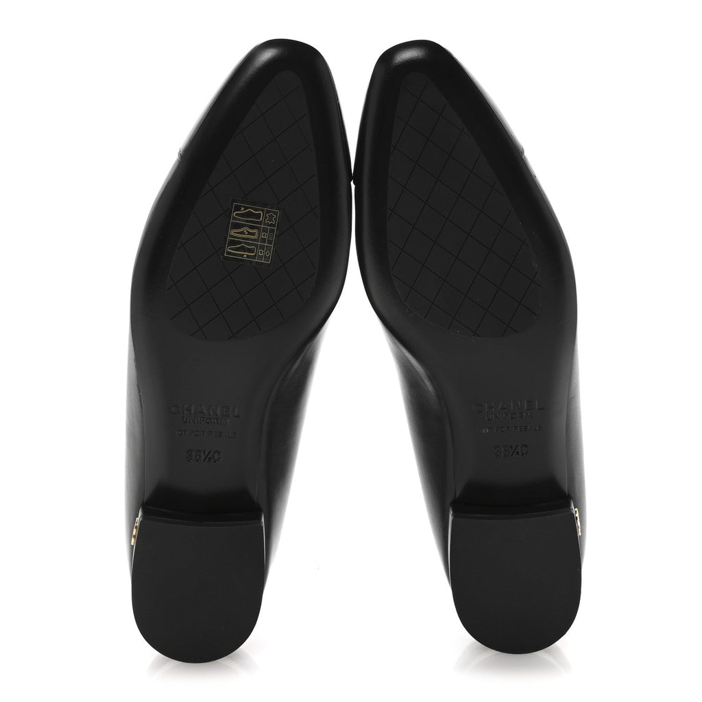 Lambskin Cap Toe Ballerina Flats 38.5 Black