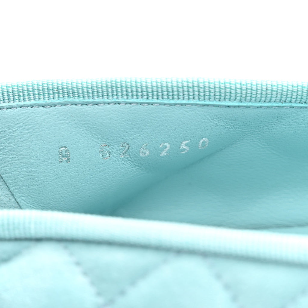Suede Calfskin Quilted Cap Toe CC Ballerina Flats 41 Light Blue