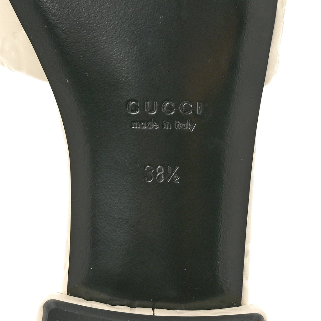 Nappa Double GG Flat Slide Sandals 38.5 New Ivoire