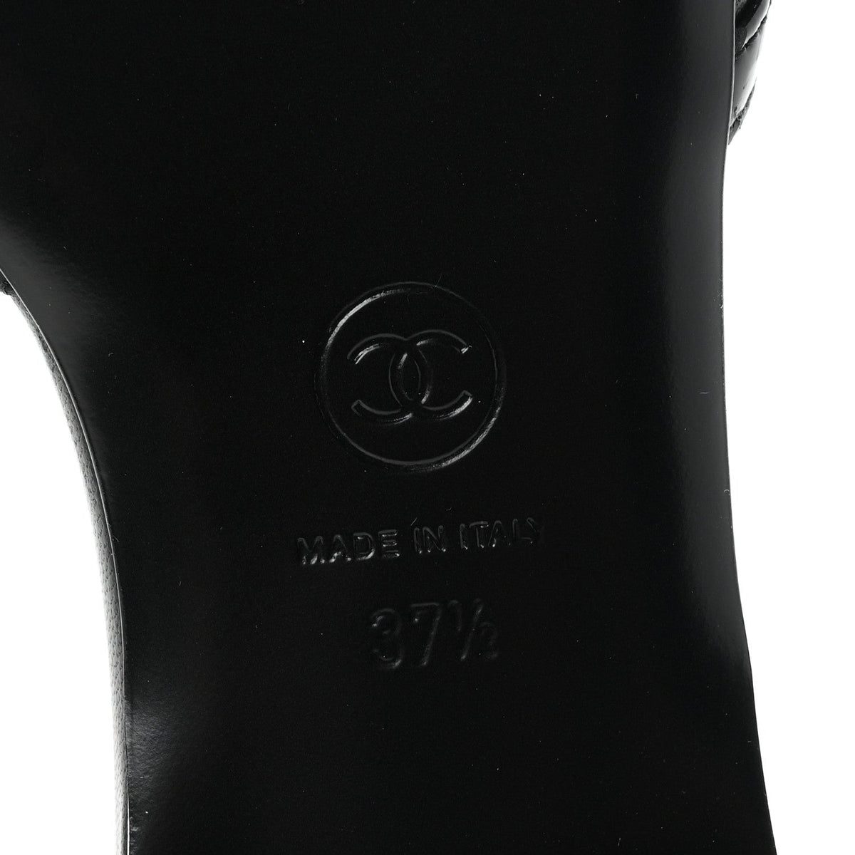 Lambskin Patent Calfskin CC Cutout Mules 37.5 Black