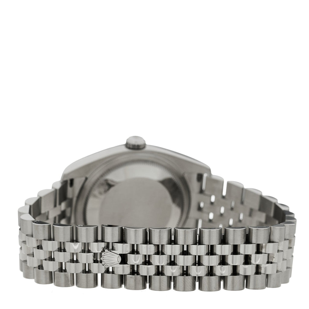 Stainless Steel 18K White Gold 36mm Oyster Perpetual Datejust Watch Black Roman 116234