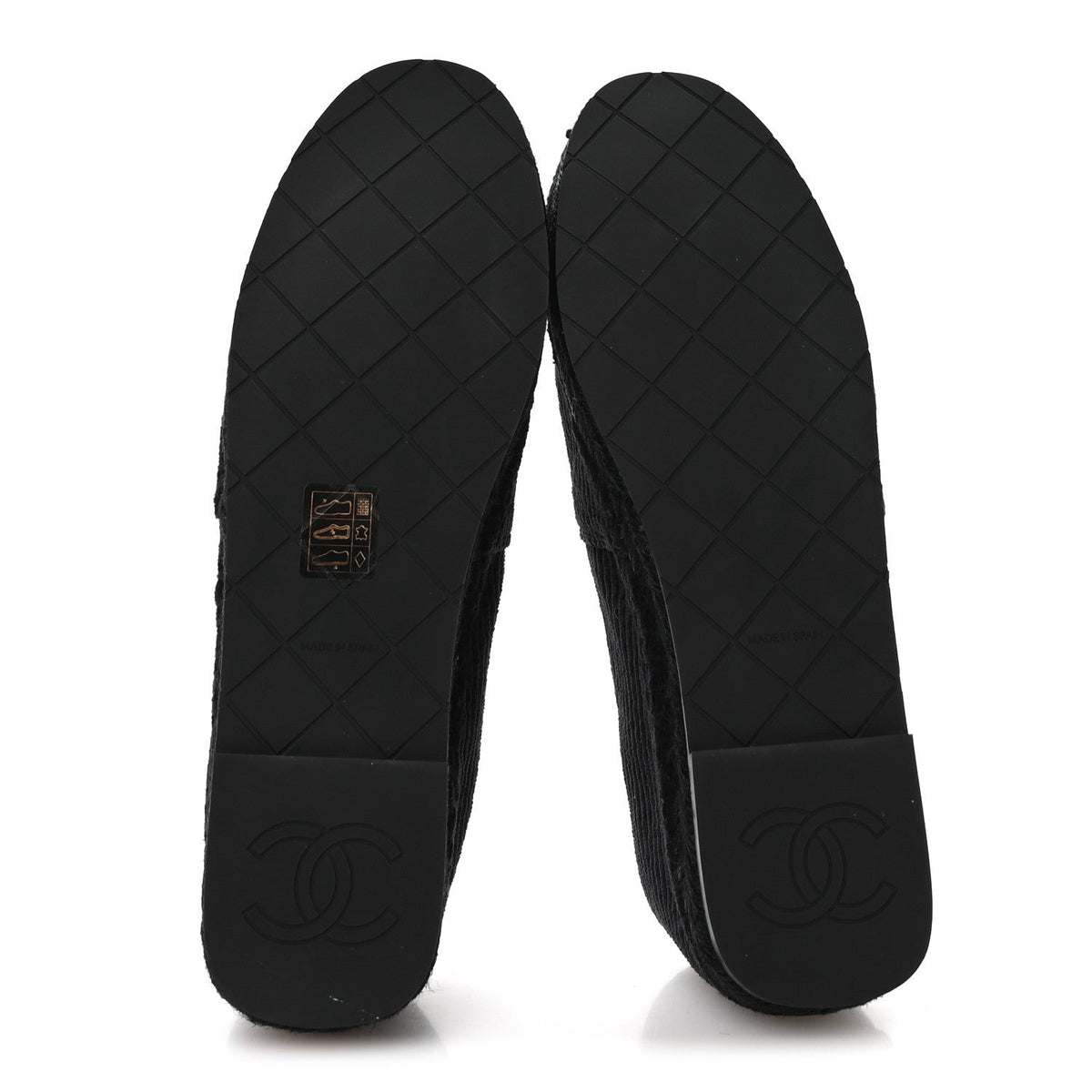 Corduroy Grosgrain Cap Toe CC Espadrille Flats 39 Black