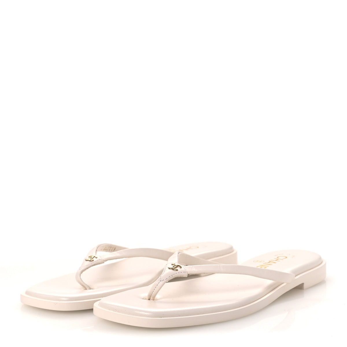 Goatskin CC Times Square Thong Sandals 38 Beige
