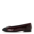 Patent Calfskin Crocodile Embossed Ballerina Flats 37 Dark Burgundy Black