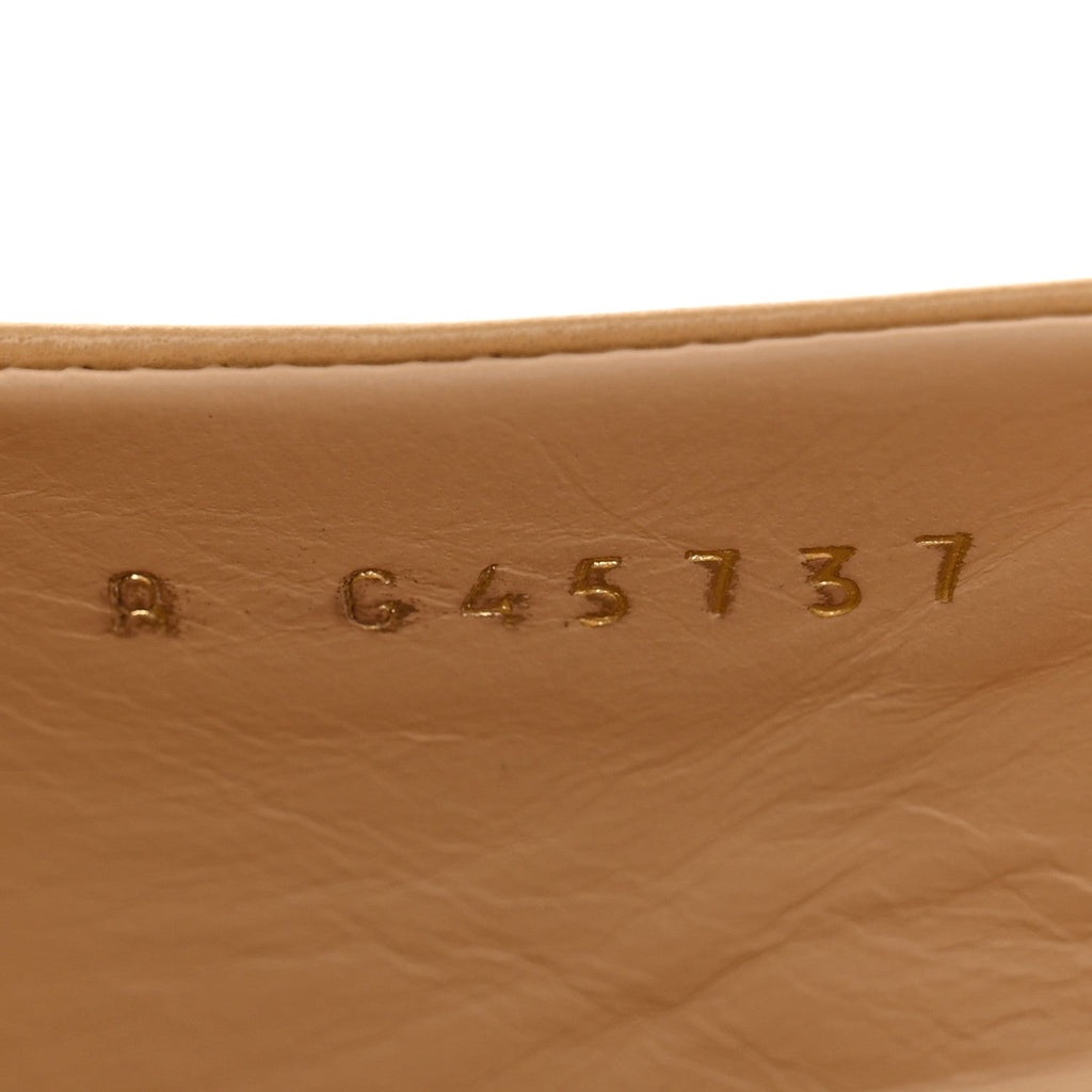 Goatskin Grosgrain Pointed Cap Toe CC Slingback Pumps 36 Beige Black