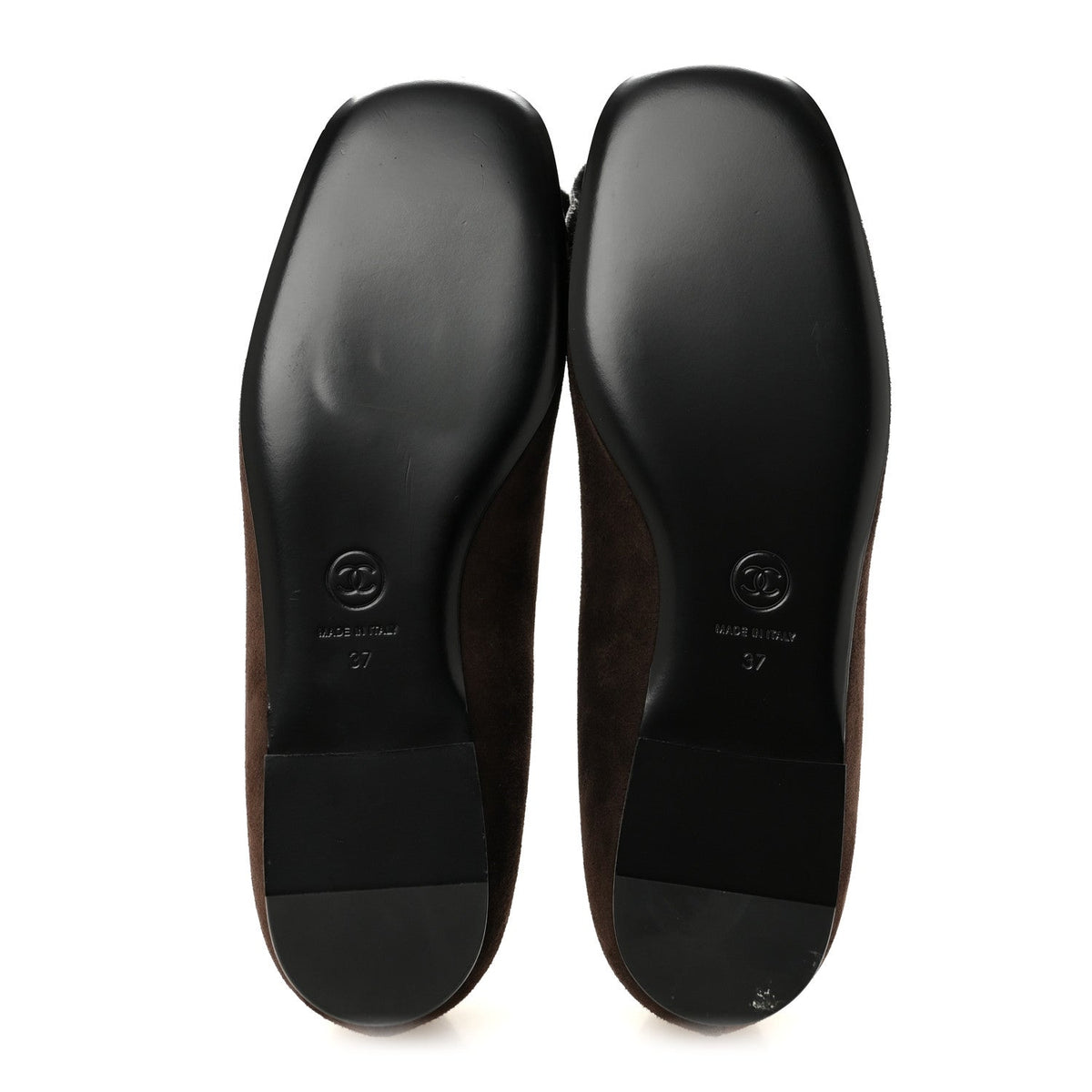 Suede Patent Cap Toe Camellia Ballerina Flats 37 Marron Gris