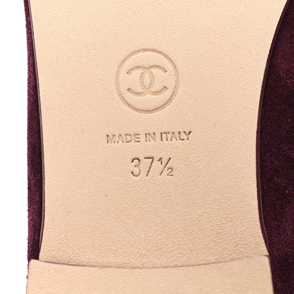 Suede Patent Cap Toe CC Ballerina Flats 38.5 Grey 37.5 Burgundy