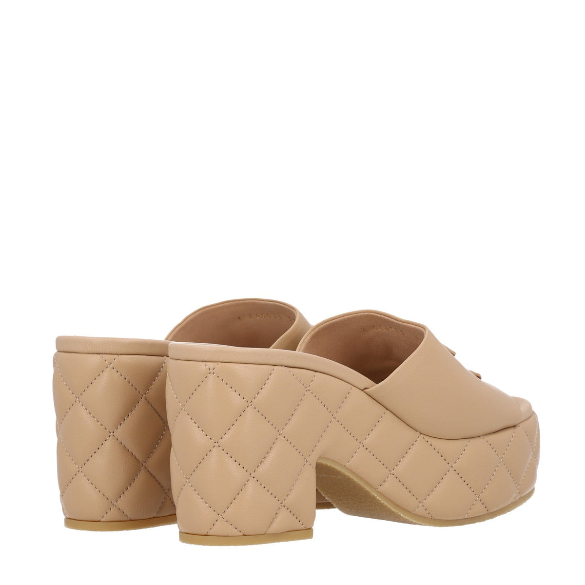 Lambskin Quilted CC Platform Mules 37.5 Beige
