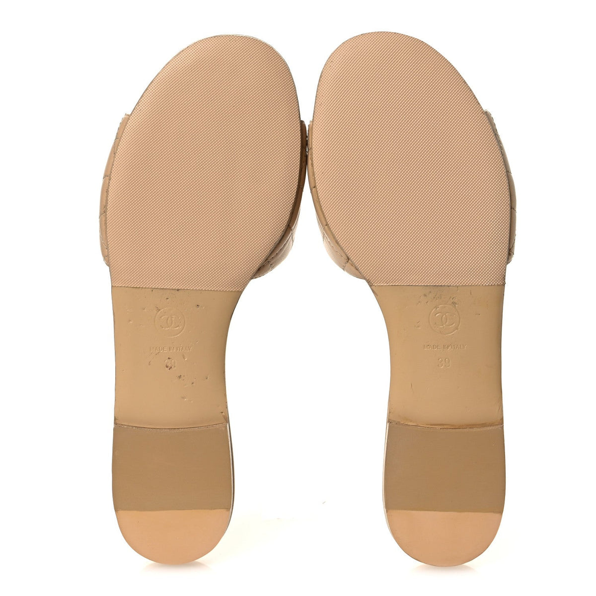Lambskin Quilted CC Turnlock Sandals 39 Beige