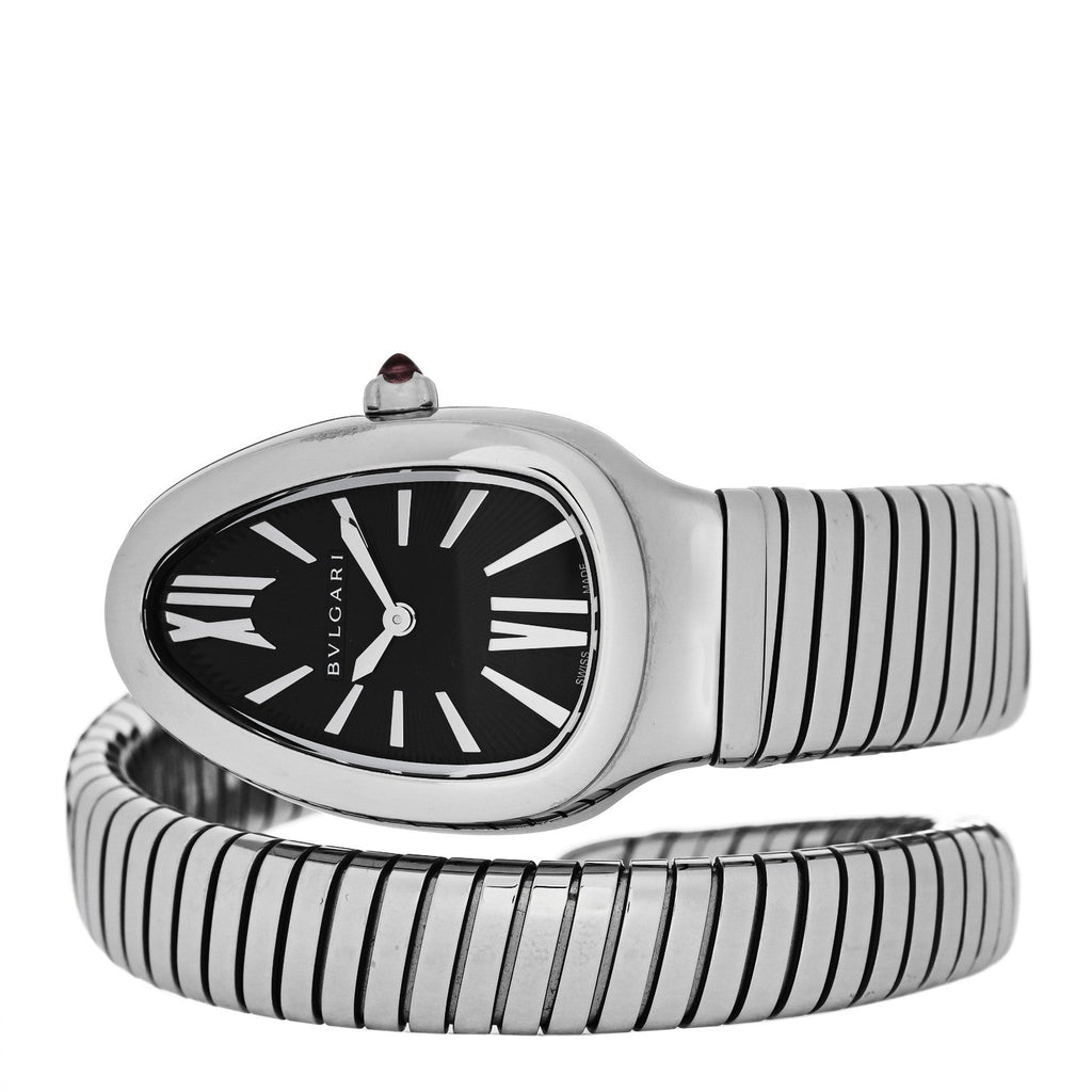 Stainless Steel 35mm Serpenti Tubogas Quartz Watch Black