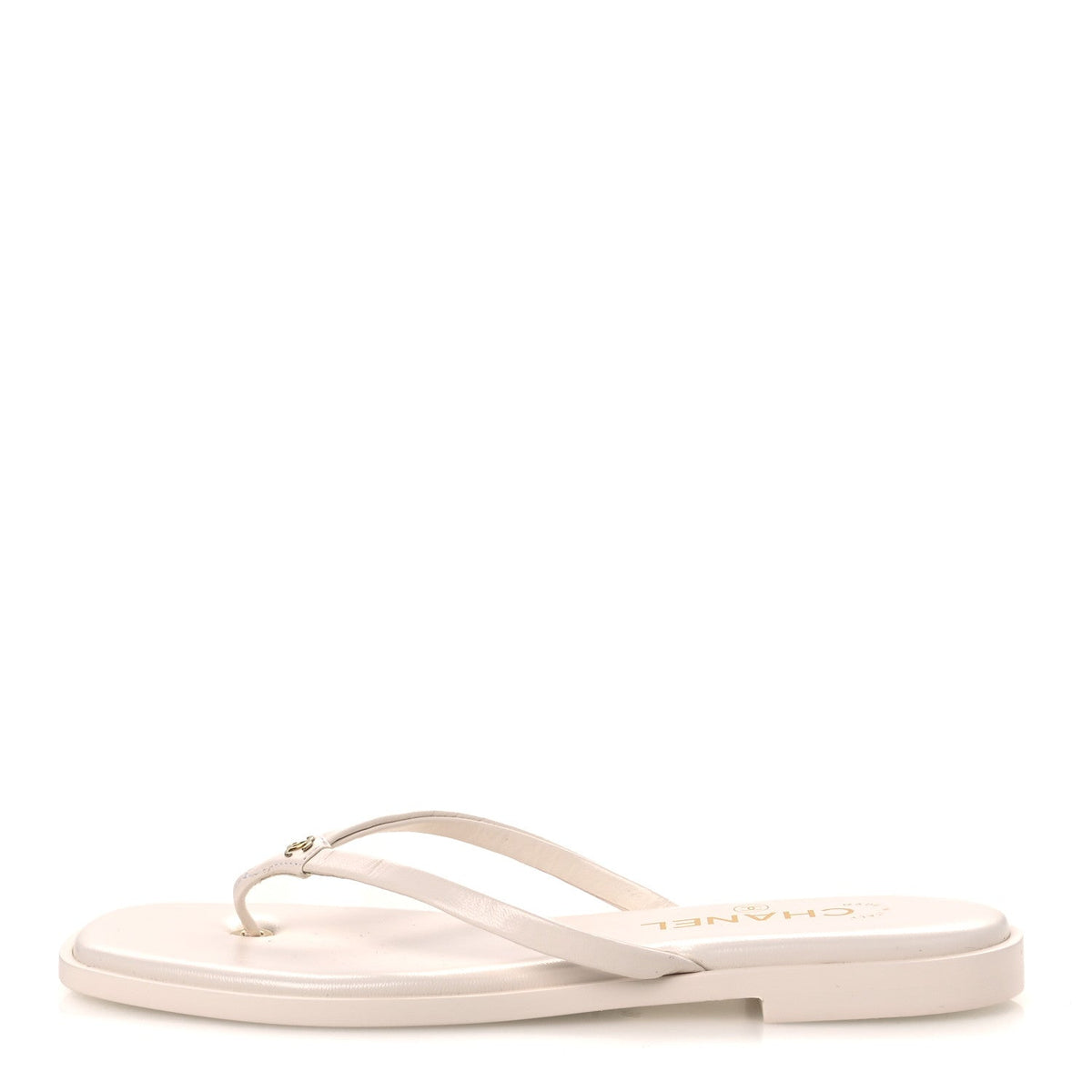 Goatskin CC Times Square Thong Sandals 38 Beige