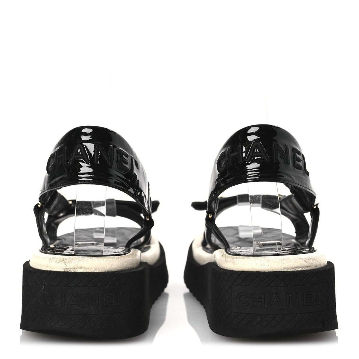 Lambskin Patent Logo Platform Sandals 39 Black