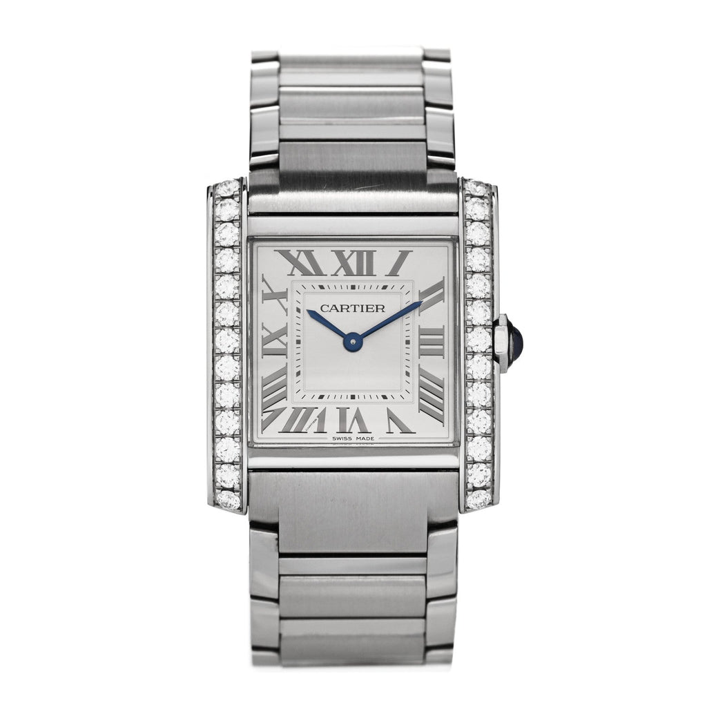 Stainless Steel Diamond Bezel 27mm Tank Francaise Quartz Watch
