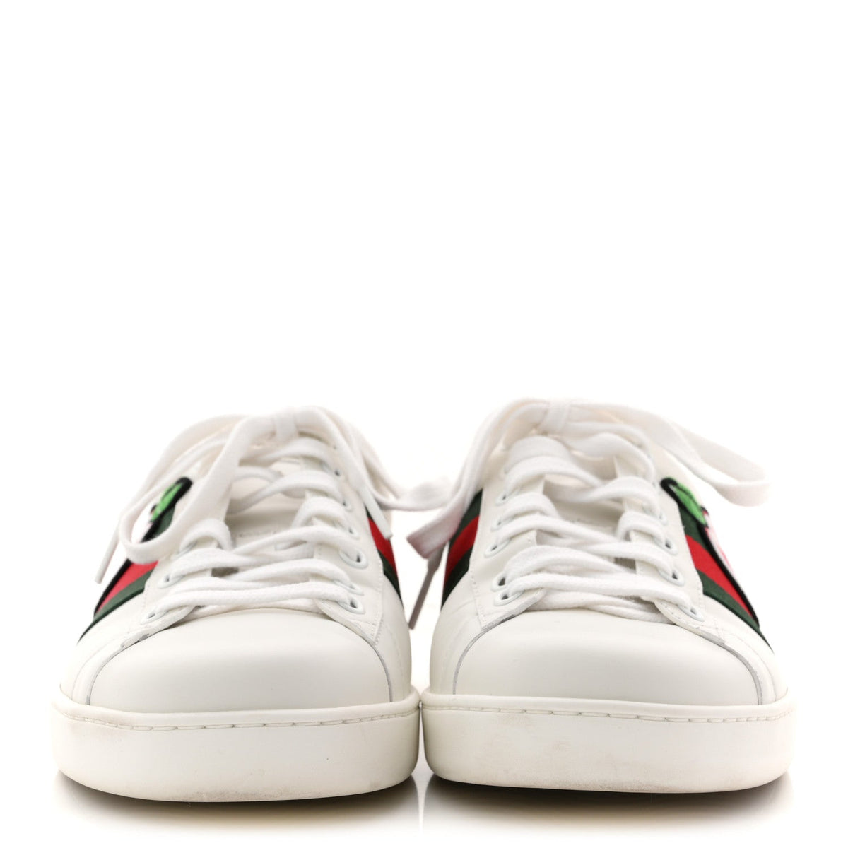 Calfskin Crocodile Web Mens Ace Sneakers 8 White Green