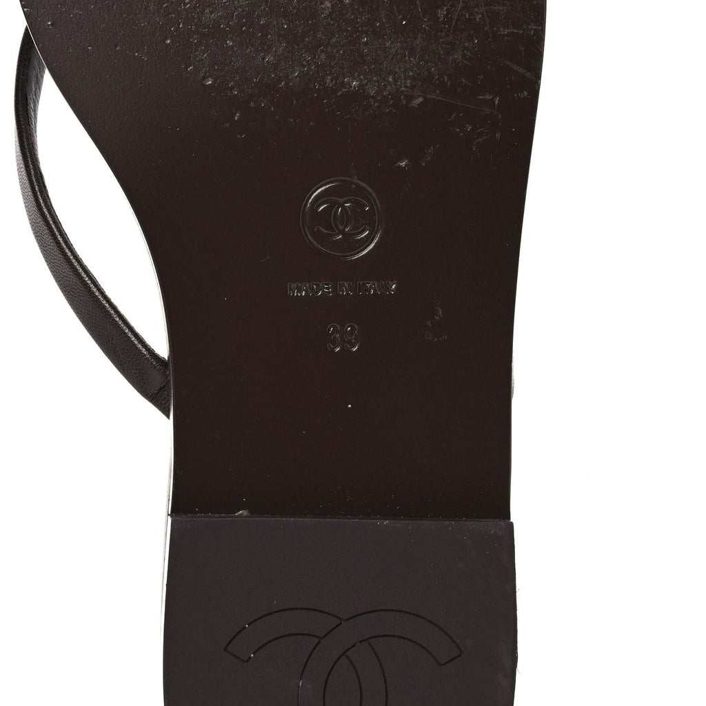 Goatskin CC Times Square Thong Sandals 39 Brown