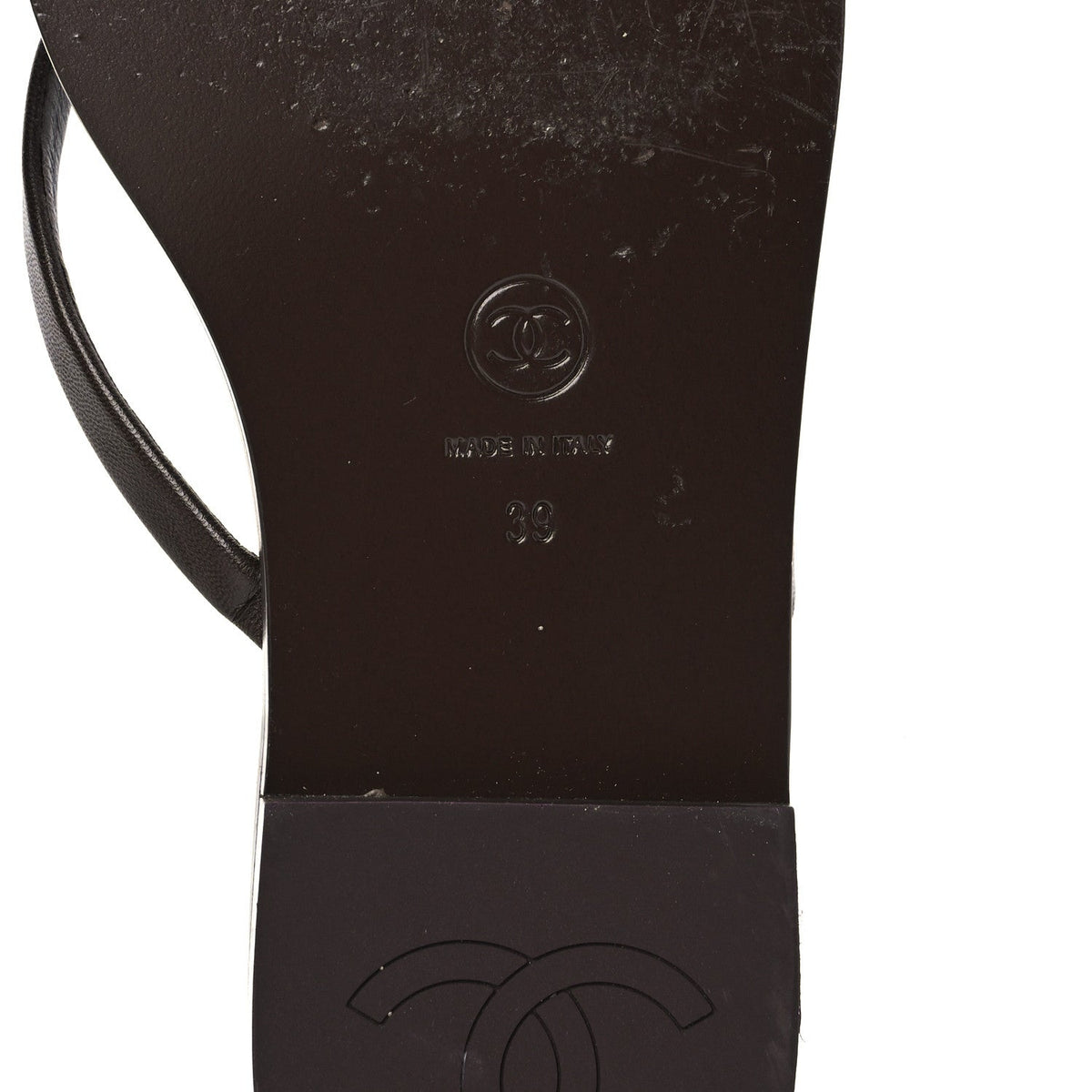 Goatskin CC Times Square Thong Sandals 39 Brown