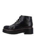 Calfskin Grosgrain Chain Lace Up CC Short Boots 41 Black